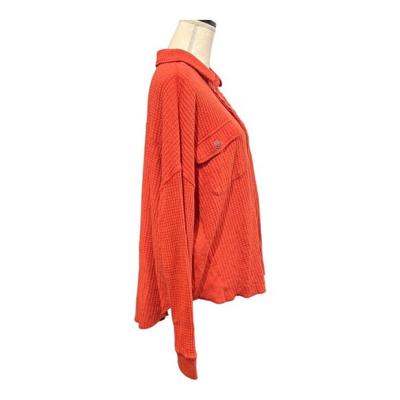 Fyre & Co Womens XL Thermal Button Down Shirt Rust Distressed Western Outdoor - Picture 4 of 11